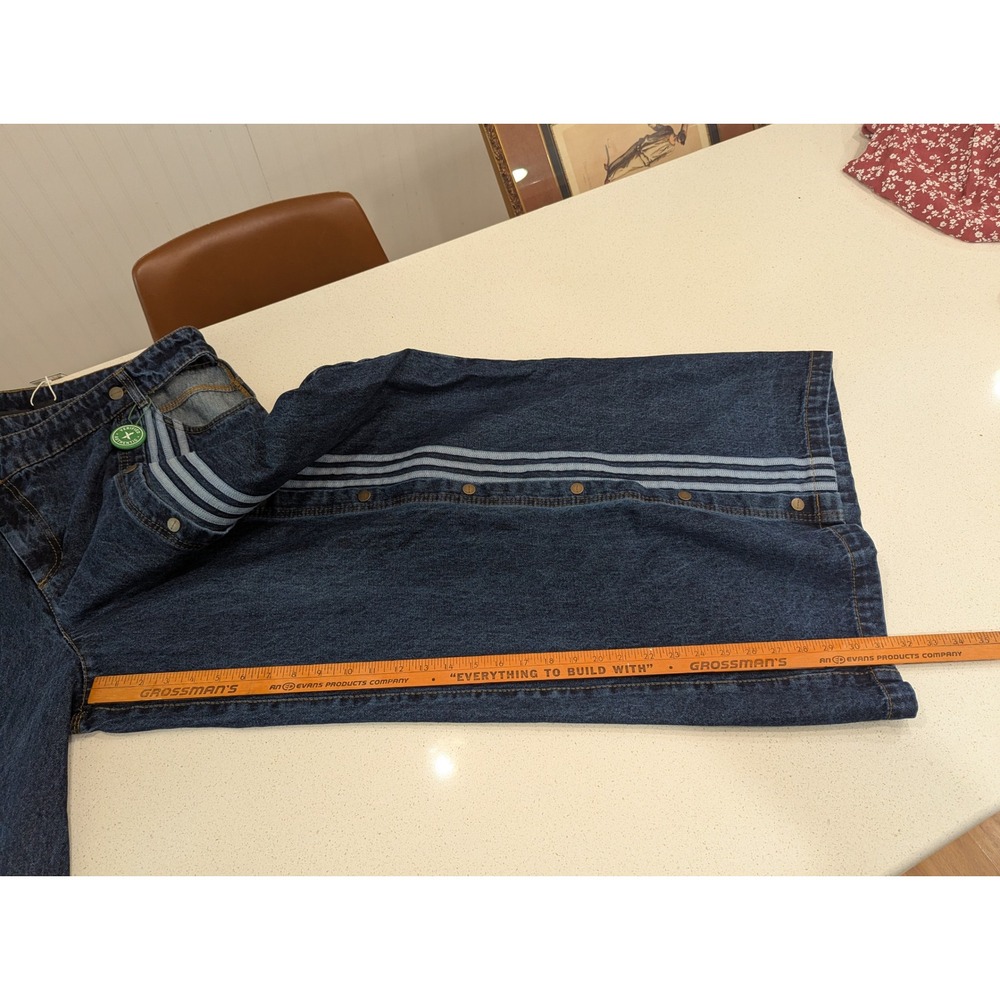 Adidas Ivy Park Denim Snap Pants Dark Blue Wide Leg 2X - Picture 9 of 13